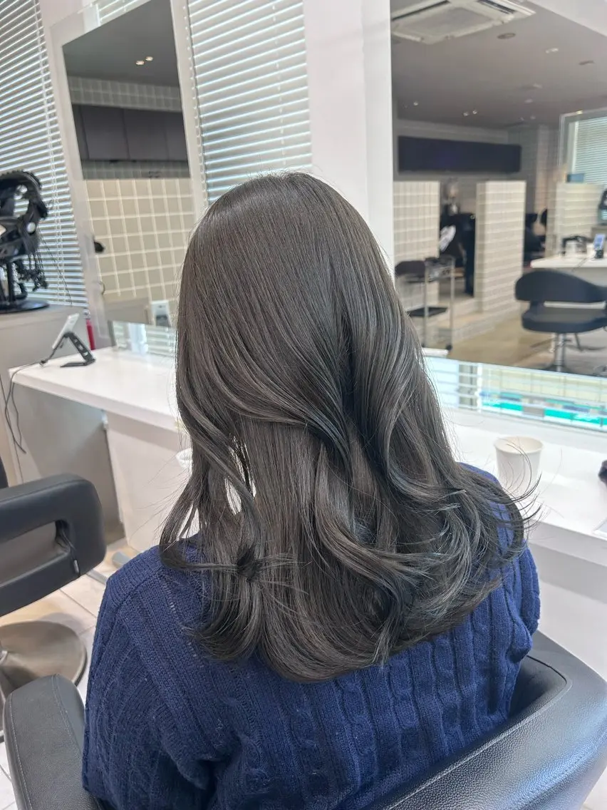 ロング カラー パーマ ヘアアレンジ メンズ キッズ ブリーチなしカラー/ ブラウン/レイヤーのヘアスタイル