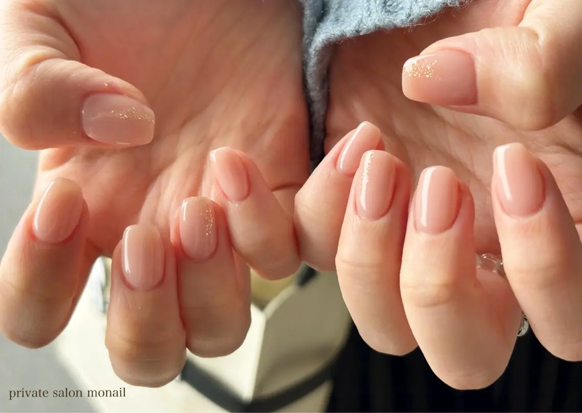 ネイル ラメ(グリッター) ピンク ハンドネイル nail salon monailのネイルデザイン