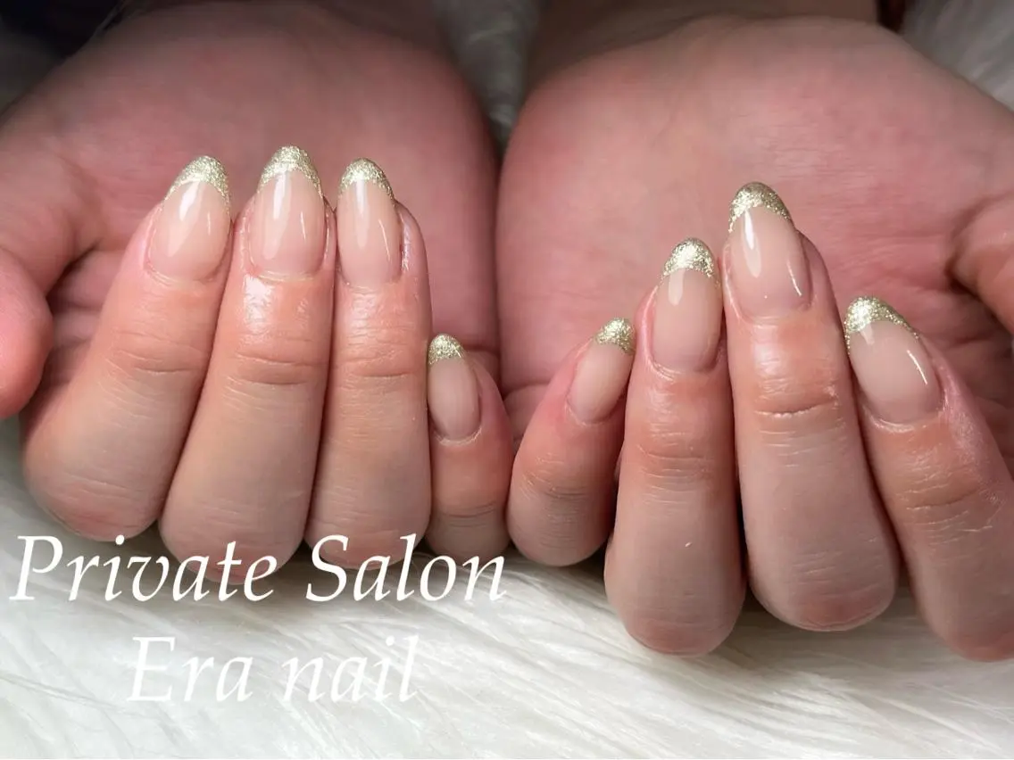 ネイル フレンチネイル ラメ(グリッター) Era nailのネイルデザイン