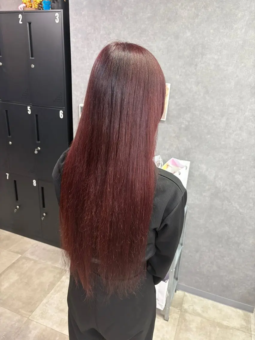 ロング カラー レッドカラー ショートカット✨ 金子明日香のヘアスタイル