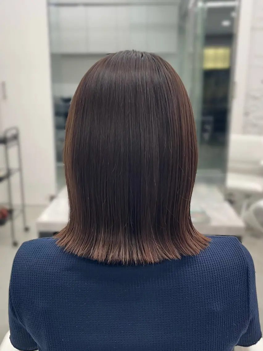 ミディアム カット ヘアカラー トリートメント 髪質改善×ブリーチ なしカラー/桃愛のヘアスタイル