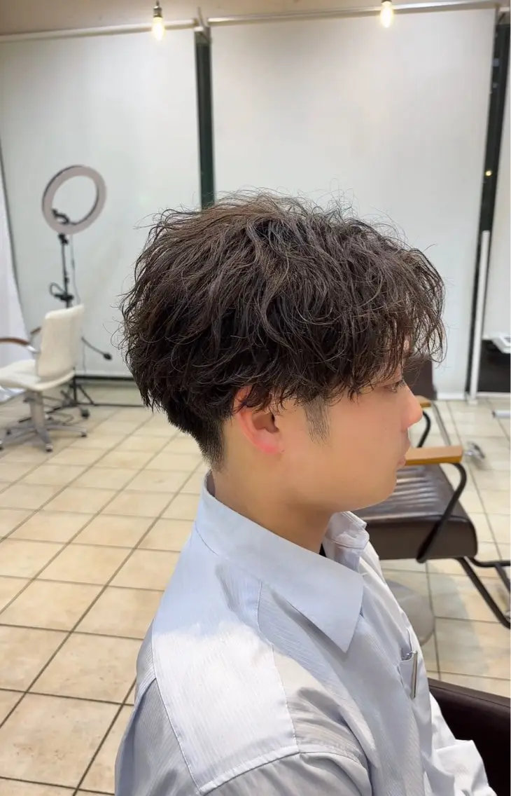 ショート パーマ メンズ センターパート カット パーマ 大宮メンズパーマ/ シャドウパーマ/瑞月のヘアスタイル