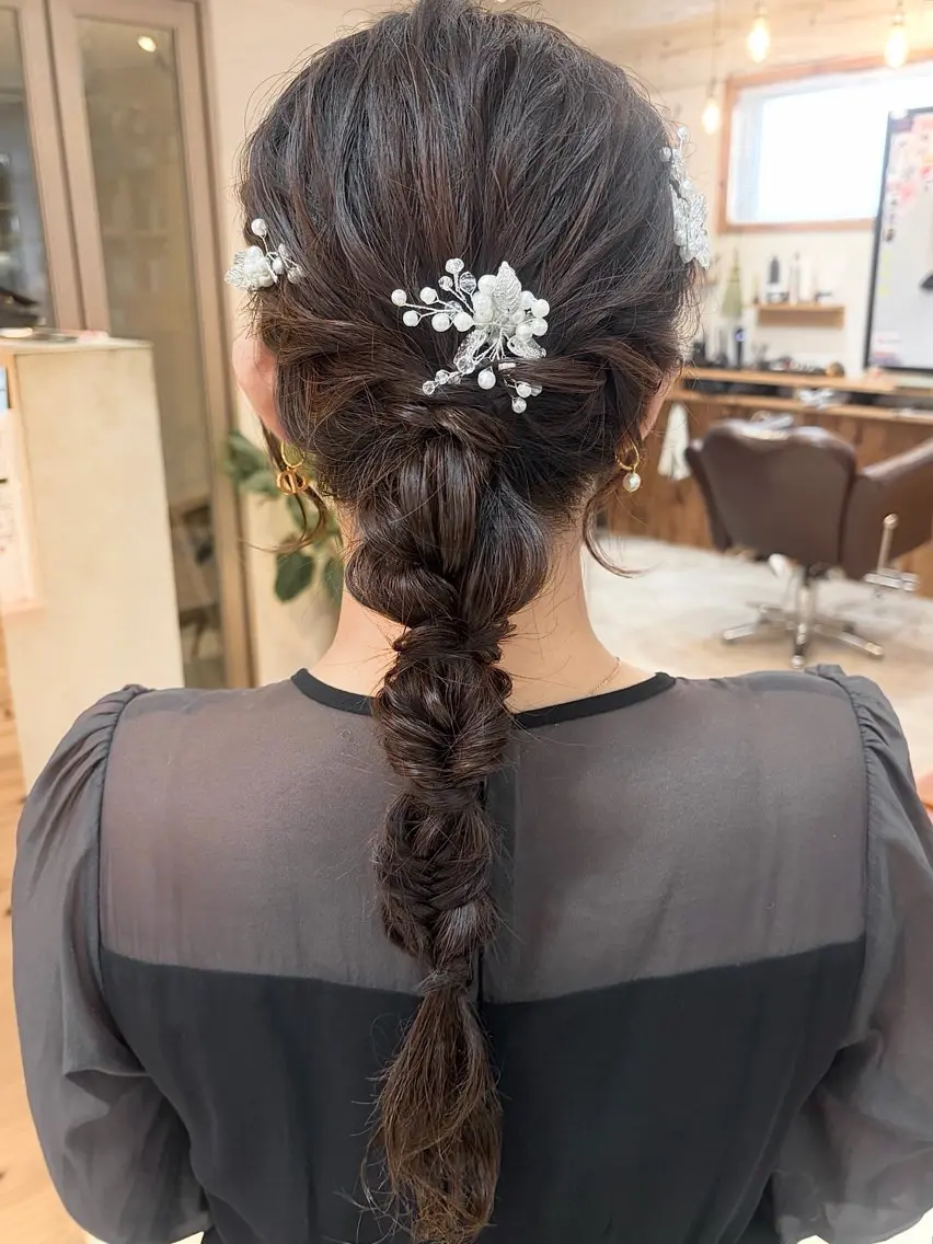 ヘアアレンジ ハーフアップ ポニーテール 結婚式・ブライダル ヘアセット cana 札幌レイヤースタイルのヘアスタイル