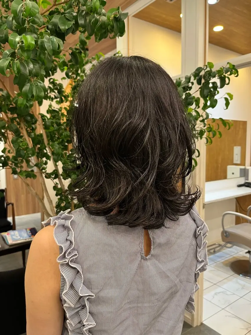 ミディアム パーマ 門崎未依/レイヤー/ メンズカット🪿🌼のヘアスタイル