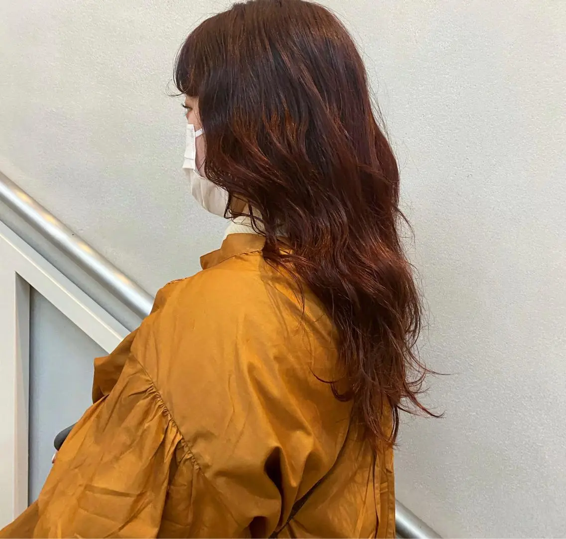 ロング カラー イルミナカラー カット 縮毛矯正 ウルフカット 811 大阪梅田 ウルフのヘアスタイル