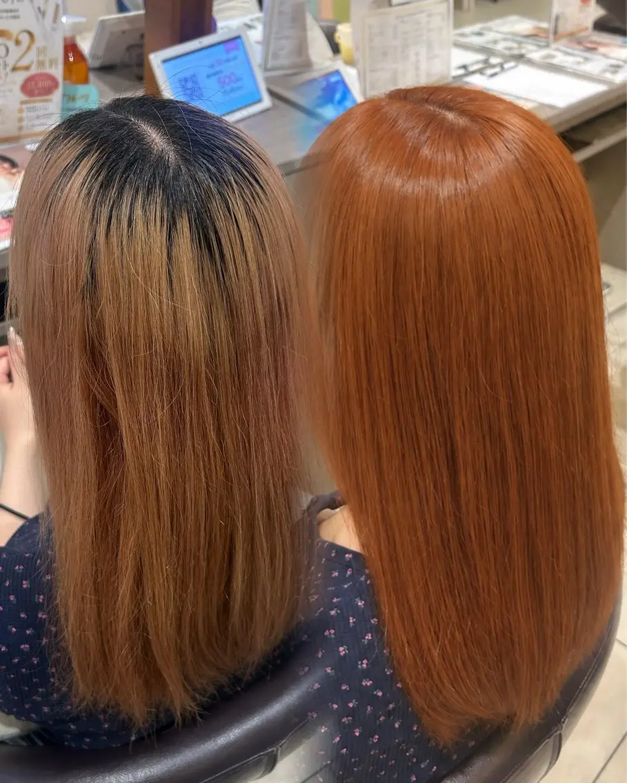 ミディアム カラー ブラウンカラー オレンジ オレンジブラウン ヘアカラー しゅり 🪽⋆⊹𓂃 ࣪ ˖のヘアスタイル