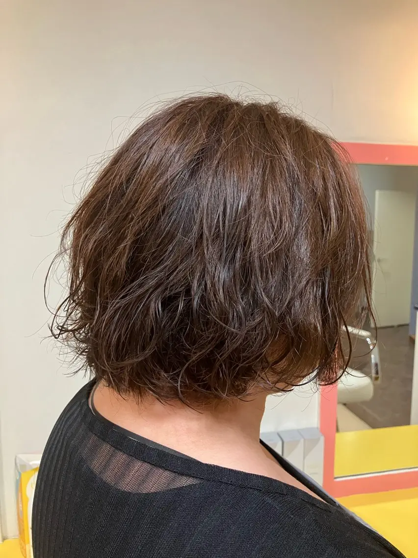 ミディアム カラー パーマ 横田 尚登のヘアスタイル