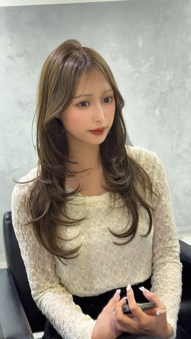 ロング カット ヘアカラー トリートメント 透明感カラー🇰🇷 レイヤー✨桑原　研太のヘアスタイル
