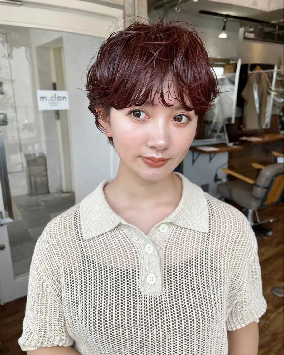 ショート パーマ 縮毛矯正・透明感 カラー💙acoのヘアスタイル