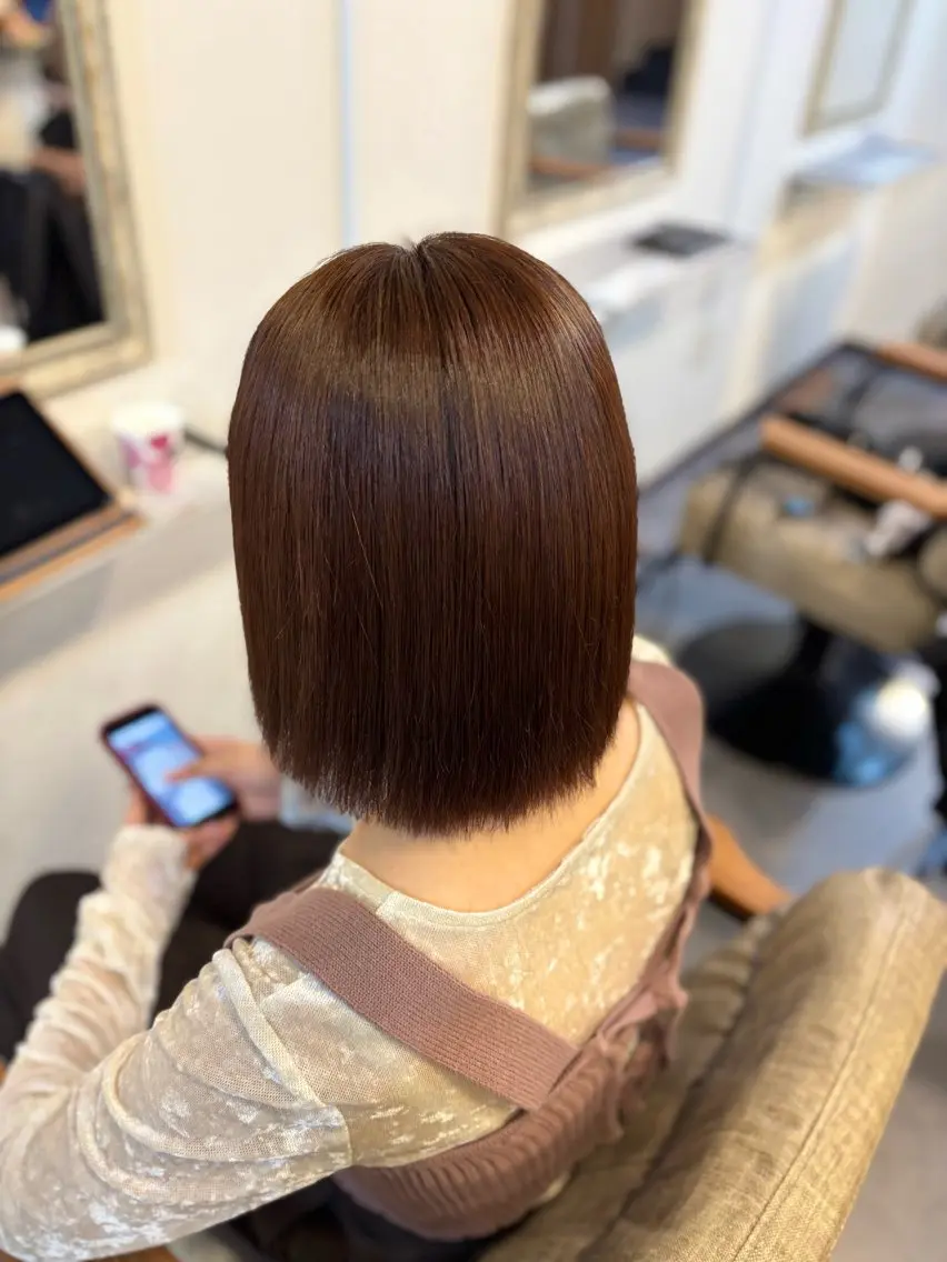 ショート カラー ブラウンカラー オレンジ オレンジブラウン ボブ カット ヘアカラー トリートメント 山本なつみ/透明感 /レイヤー/ブリーチのヘアスタイル