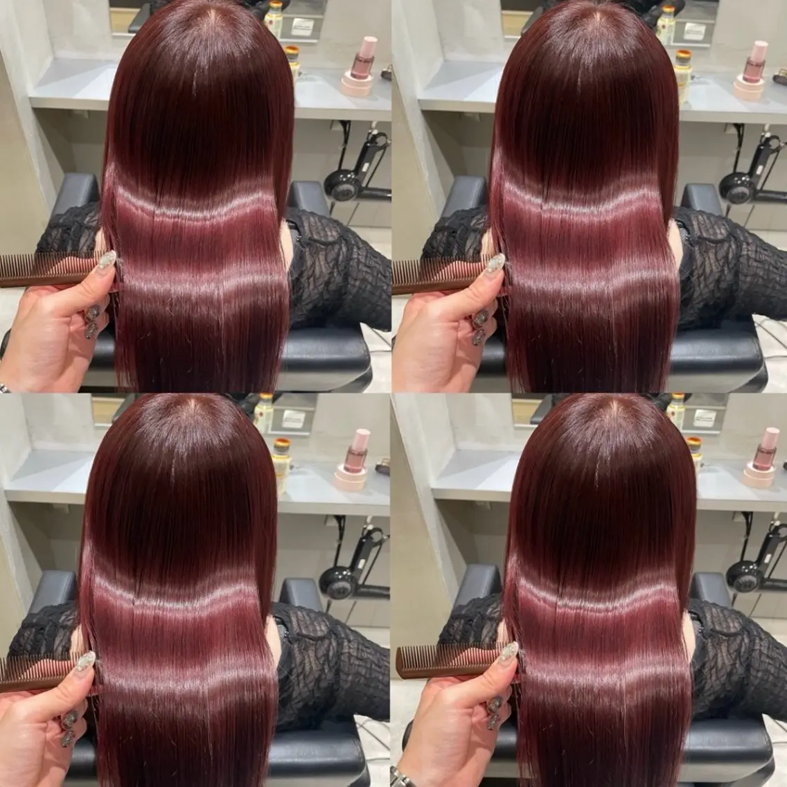 🍒暖色カラー🍒カラー+Aujua3step+超音波(ワインレッド・ピンクブラウン・カシス/アジアン/イルミナ)の写真