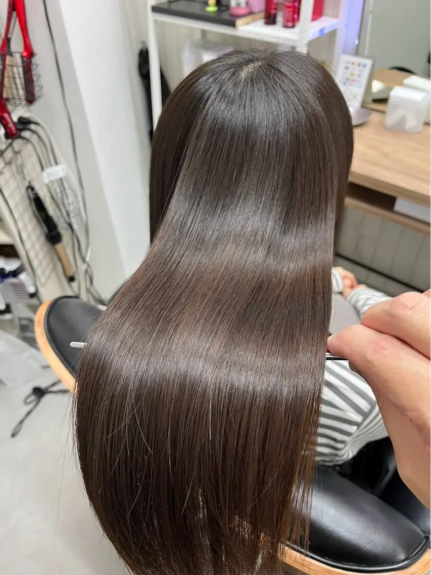 ロング 髪質改善 韓国風ヘア レイヤーカット 縮毛矯正 トリートメント 艶髪改善師/高橋潤 /縮毛矯正のヘアスタイル