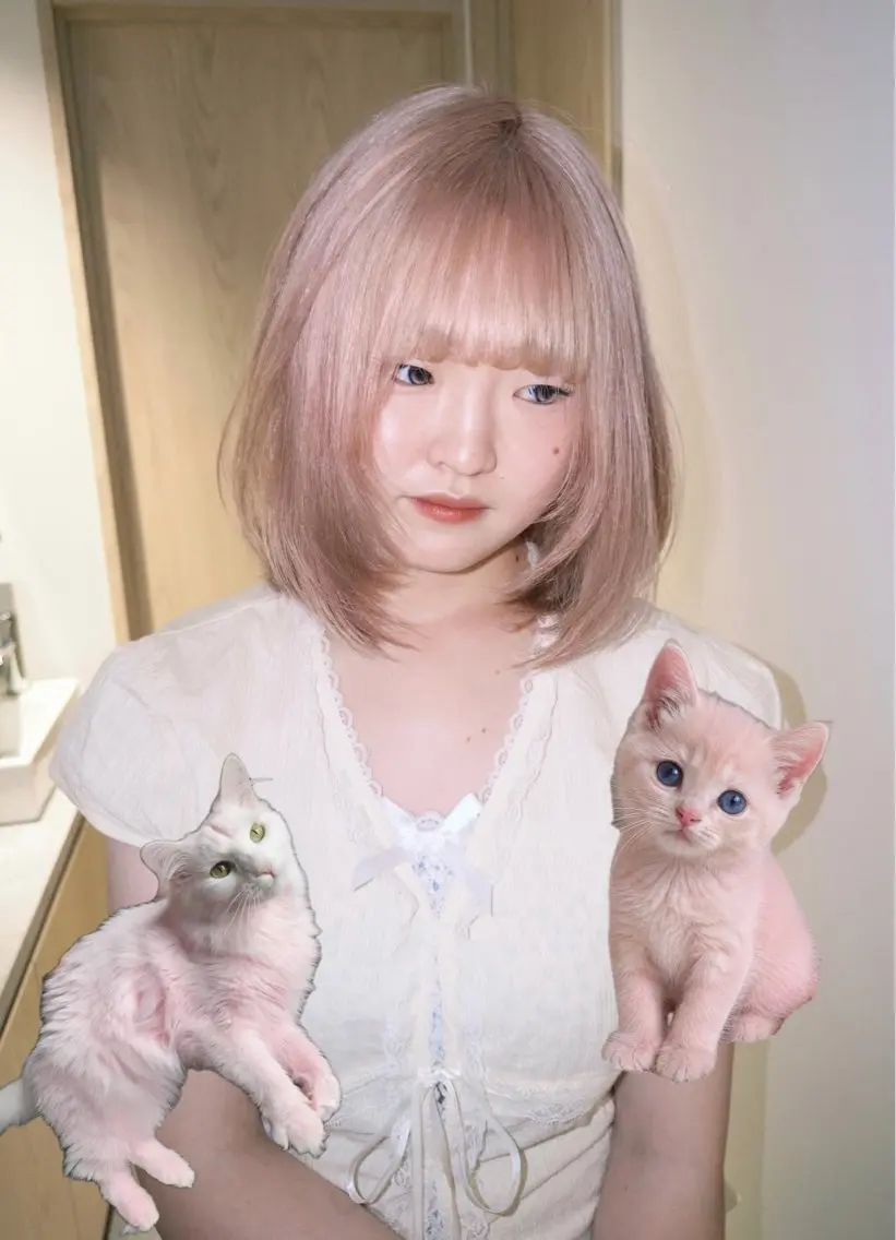 ミディアム カラー ヘアカラー トリートメント 岡山ハイトーン・ ルーツカラー/こもものヘアスタイル