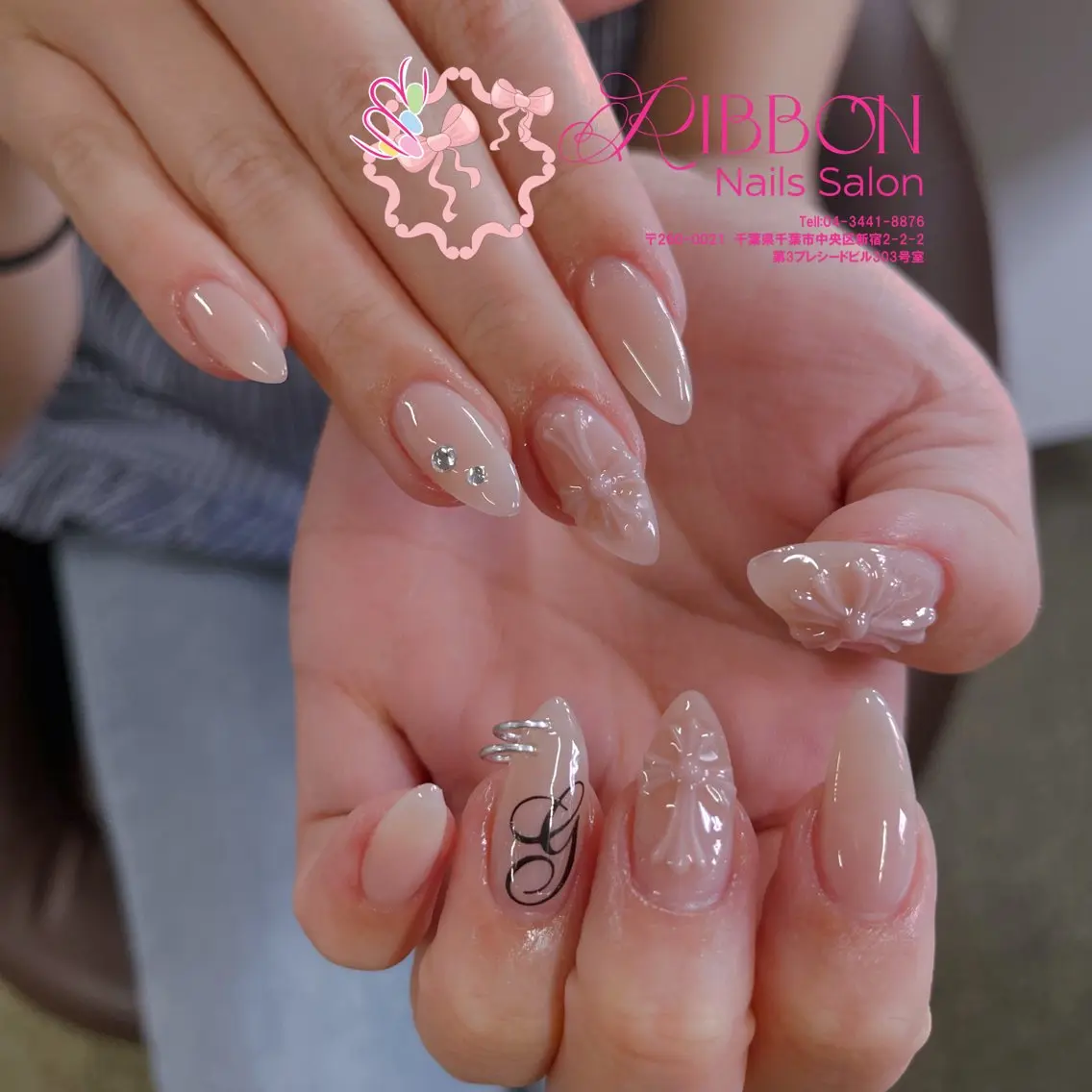 ネイル フレンチネイル ジェルネイル マグネットネイル 持ち込み ニュアンスネイル ハンドネイル Ribbonnail salonのネイルデザイン