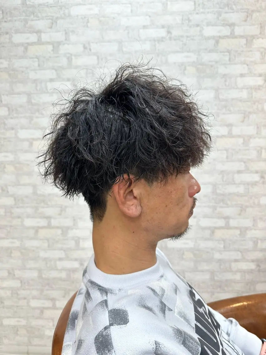 ショート パーマ メンズ 髪質改善/ブラック ヘア/リンのヘアスタイル