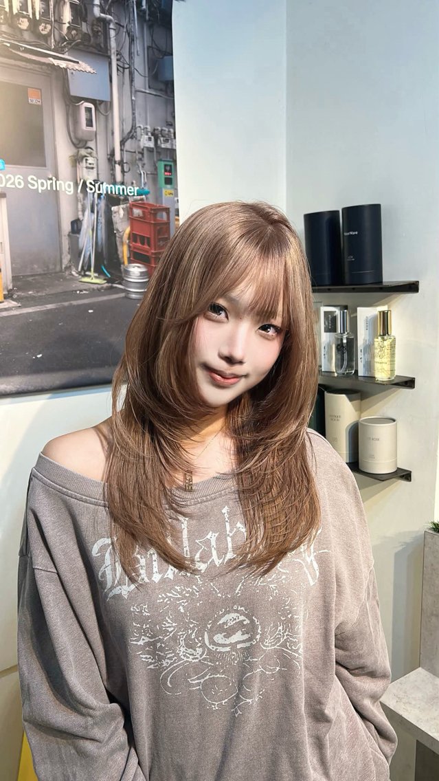 セミロング カット ヘアカラー ✂韓国レイヤー 🦋みやび🪽のヘアスタイル