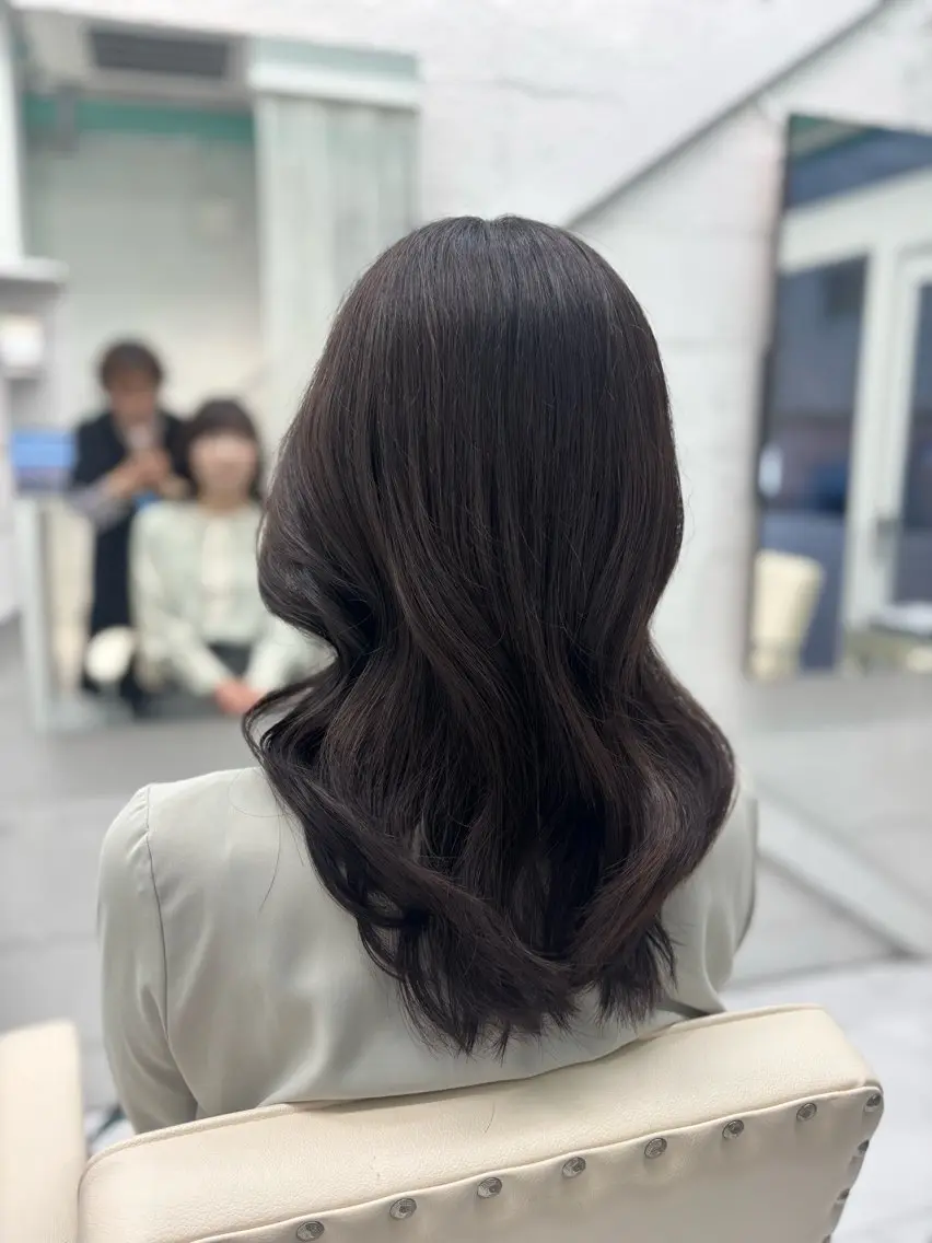 ミディアム 透明感ツヤカラー/ 縮毛矯正/静岡のヘアスタイル