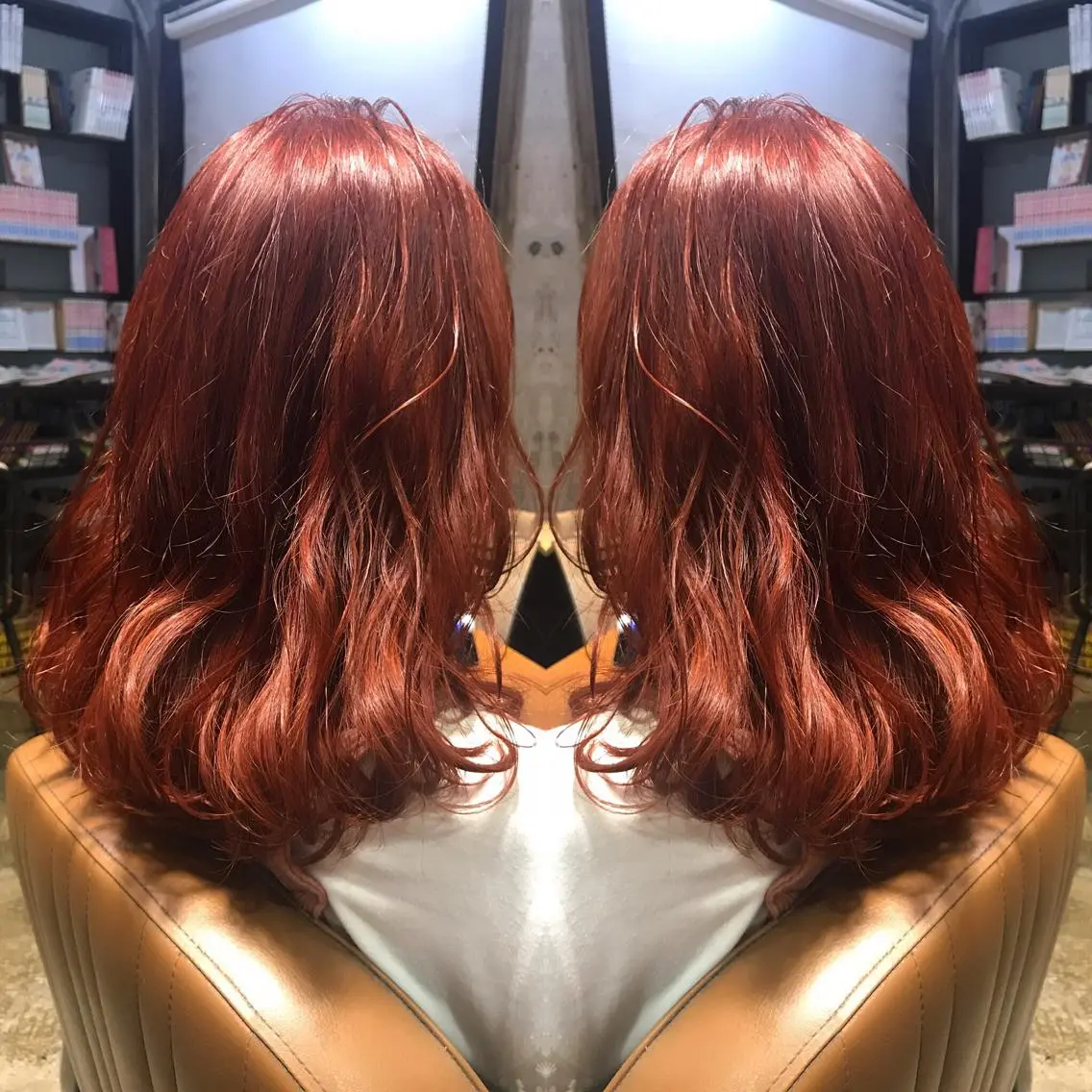 ミディアム カラー パーマ ヘアアレンジ メンズ キッズ ネイル マツエク・マツパ ダブルカラー オレンジ カラーマツエク オレンジ サロンドミルク 原宿のヘアスタイル