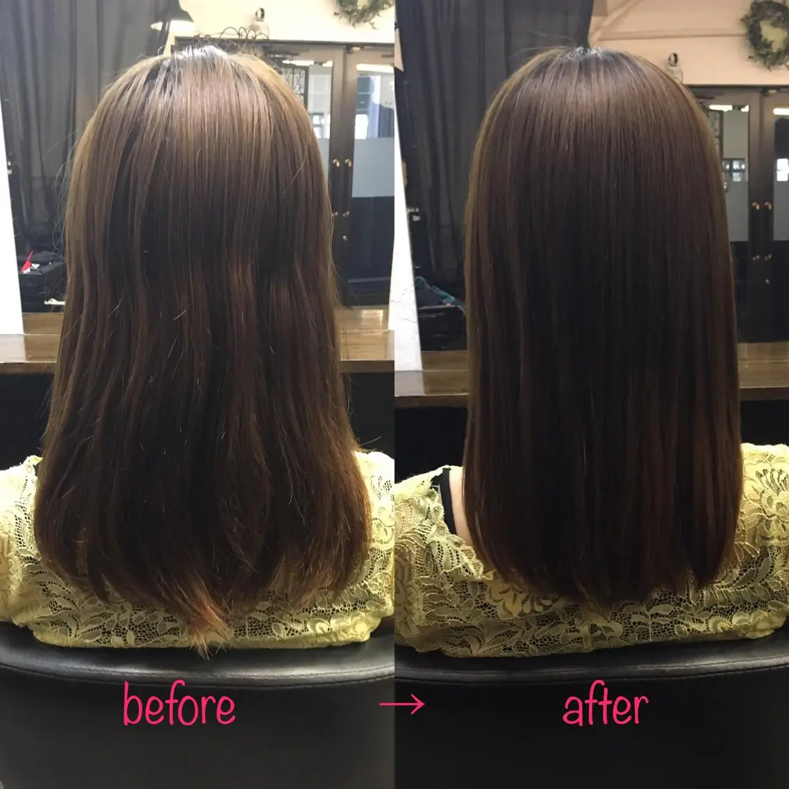 セミロング カラー セミロングパーマ ブリーチ 髪質改善 縮毛矯正&髪質改善 MAILHAIRのヘアスタイル