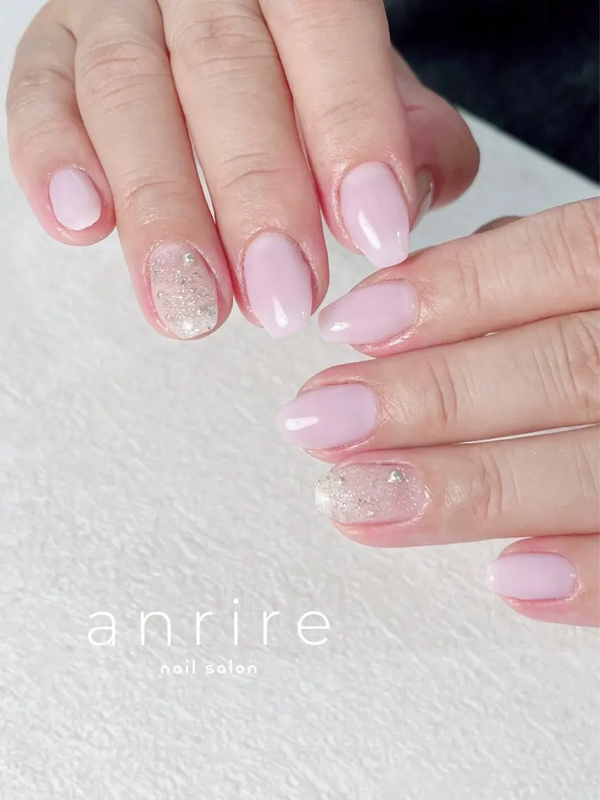 ネイル ブルー ジェルネイル ラメ(グリッター) パラジェル パープル nailsalon anrireのネイルデザイン