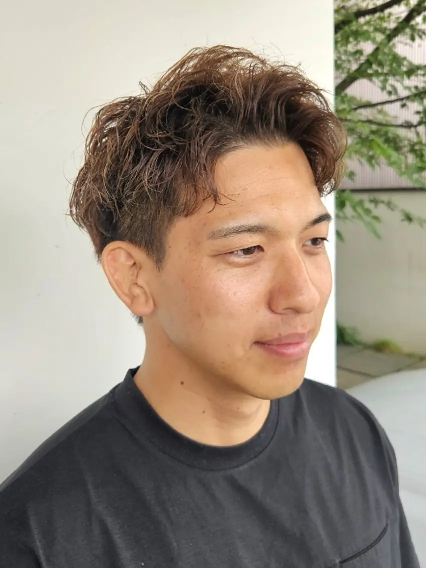 メンズ カット パーマ 馬野郁土 Uhair 本山店のヘアスタイル