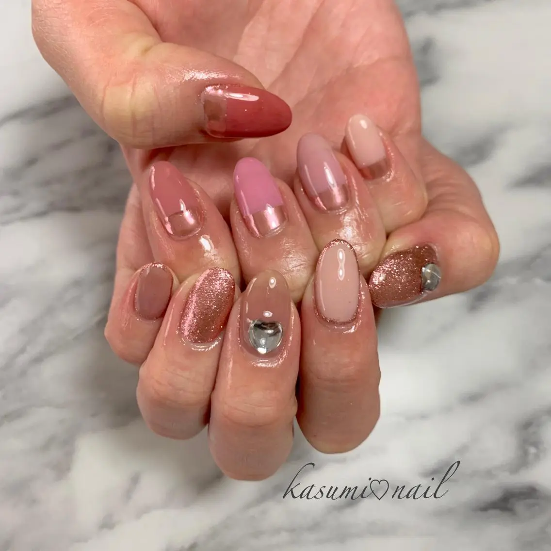 ネイル アートネイル フットネイル 大理石ネイル(マーブル) ミラーネイル ニュアンスネイル KASUMI♡ Nailのネイルデザイン