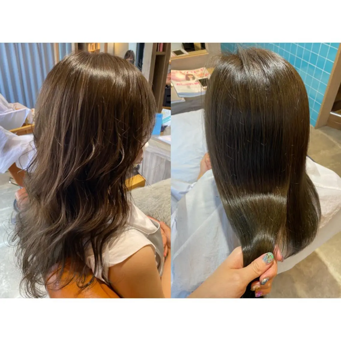 カラー ブリーチ グレージュ ブリーチなしカラー カット ヘアカラー トリートメント 🩵盛れる顔周りヘア EMI🩵のヘアスタイル