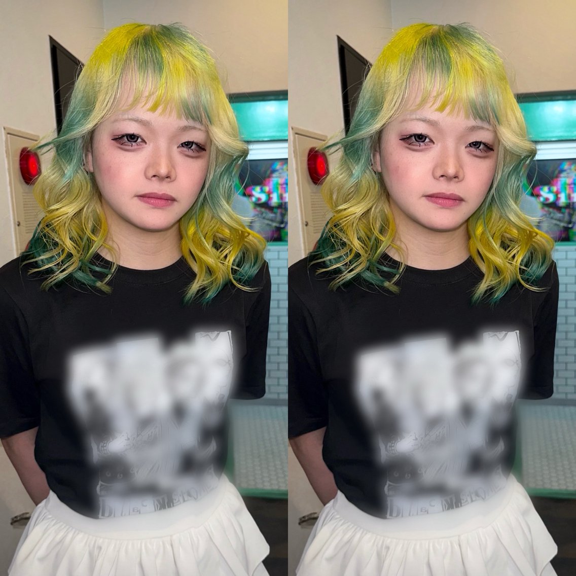 カラー ブリーチ デザインカラー ハイトーンカラー ミント slit kokoroのヘアスタイル
