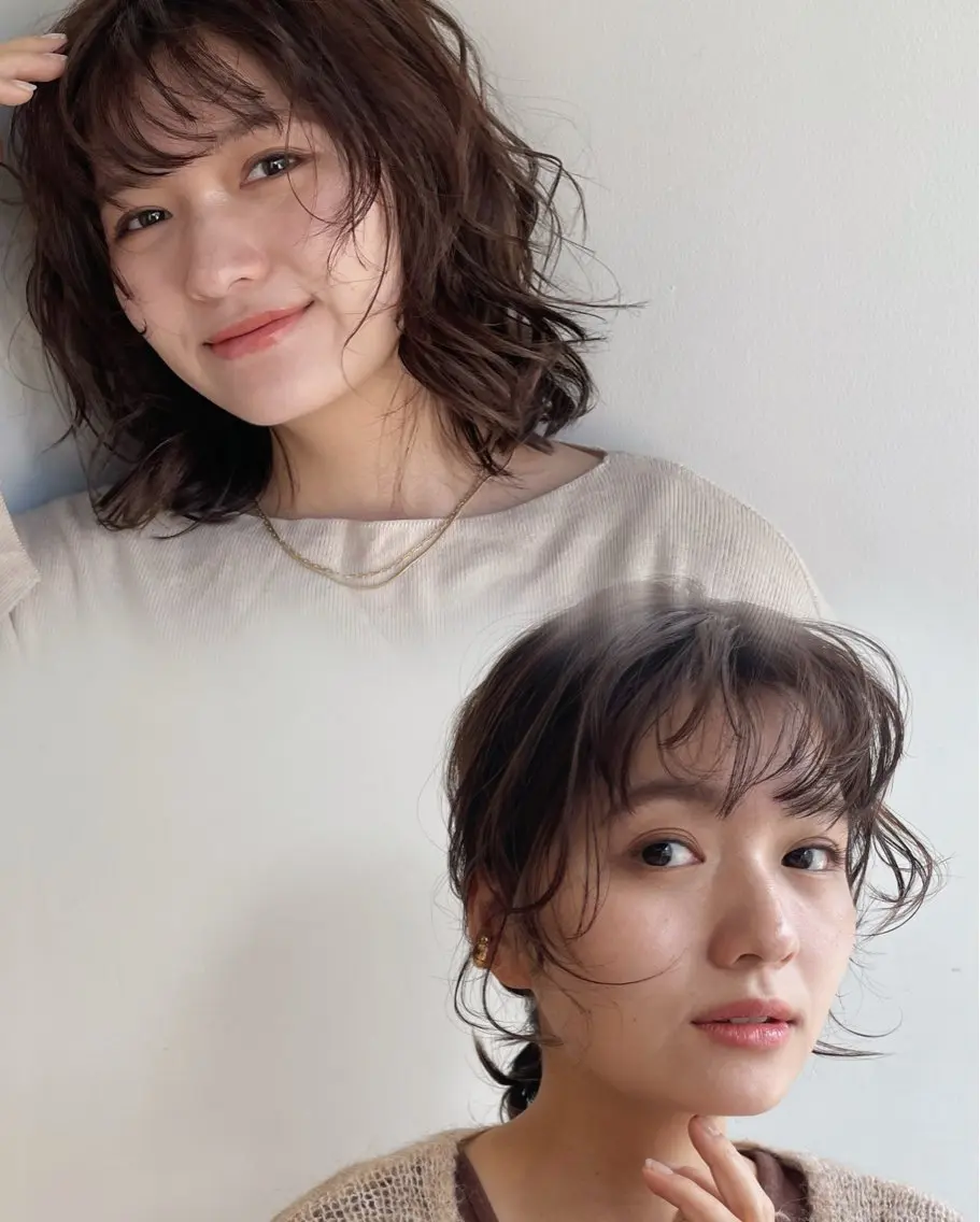 ミディアム ミディアムパーマ カット ヘアカラー ボブ/ミディアム 親しみやすさ/さくらのヘアスタイル