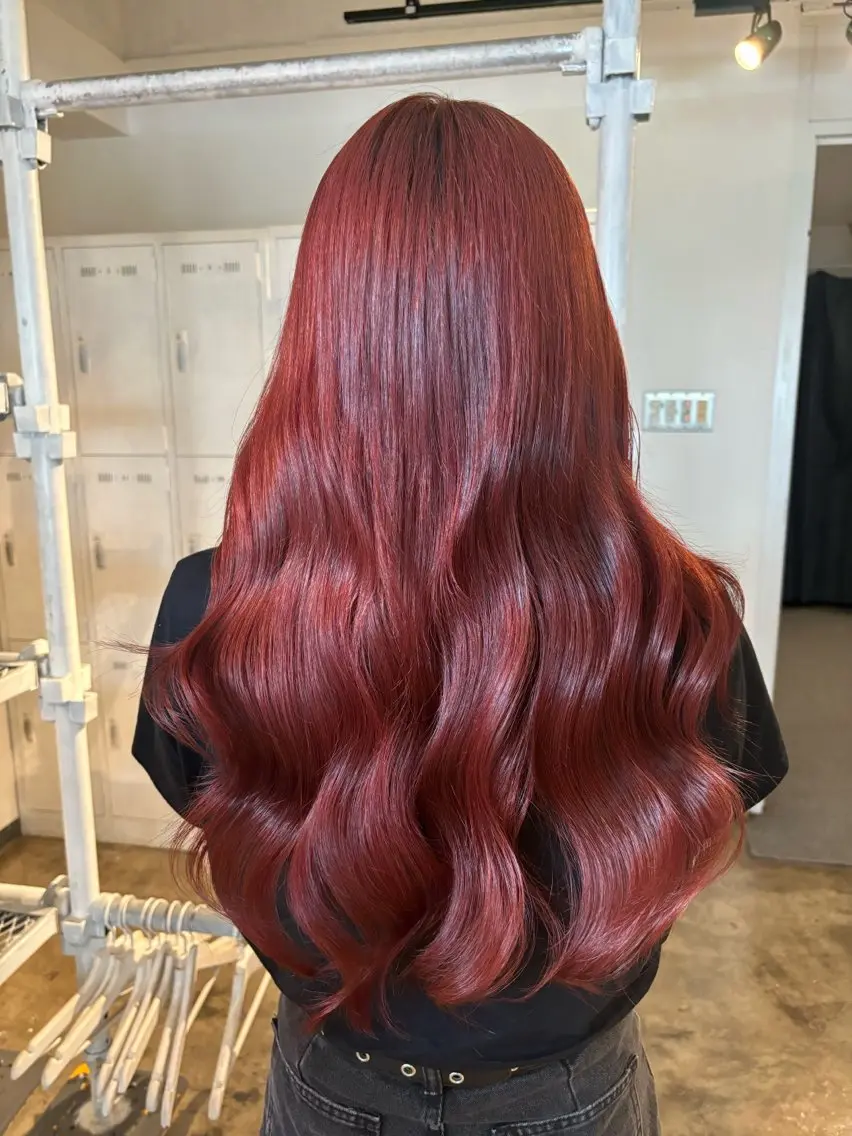 ロング カラー ブリーチ ケアカラー ダブルカラー ブリーチなしカラー 髪質改善 暖色カラー🍒 ケアブリーチ/akiのヘアスタイル