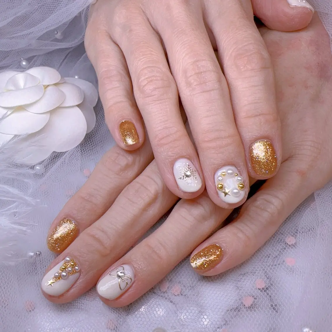 ネイル オーロラネイル フットネイル 韓国ネイル ラメ(グリッター) ラメグラデーション Belle nail salon 新小岩のネイルデザイン