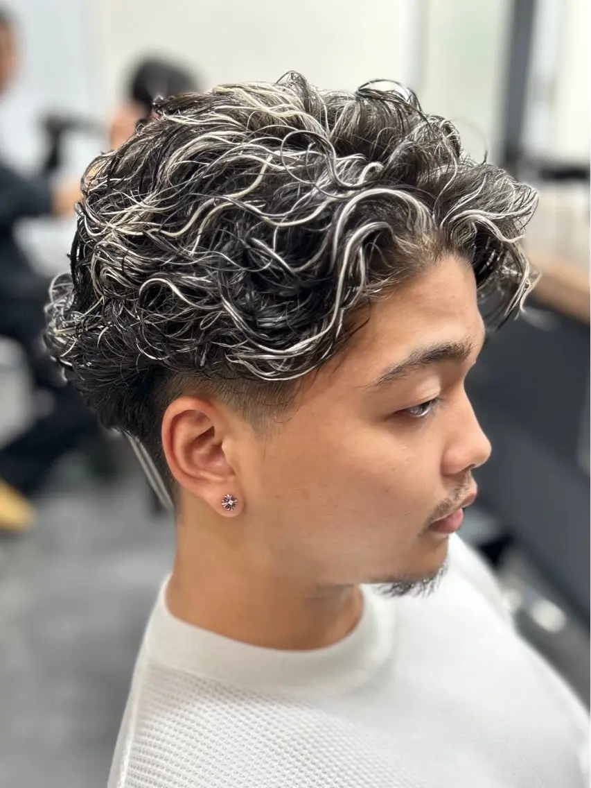 【メンズイチオシメニュー5月限定クーポン🍏】メンズカット+パーマ+メッシュキャップハイラト+カラーの写真