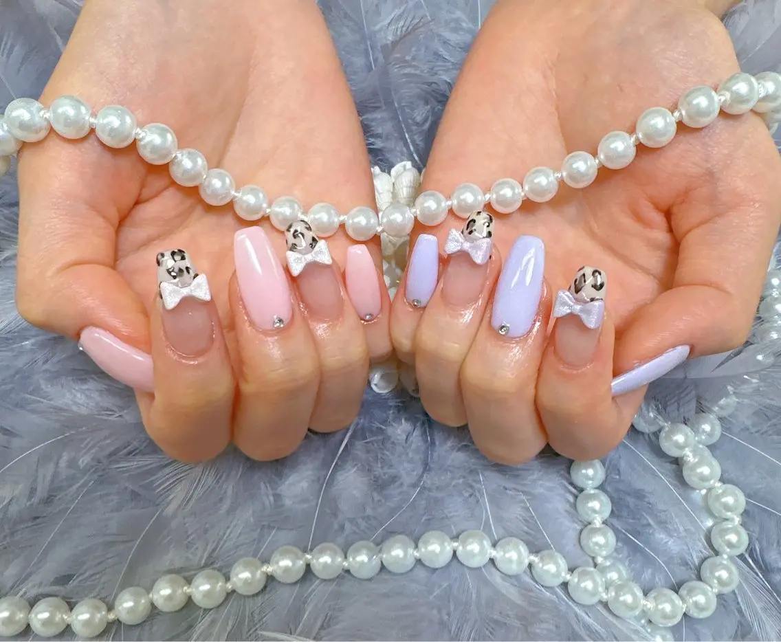 ネイル 持ち込み リボン ハンドネイル Pretty Nail Salonのネイルデザイン