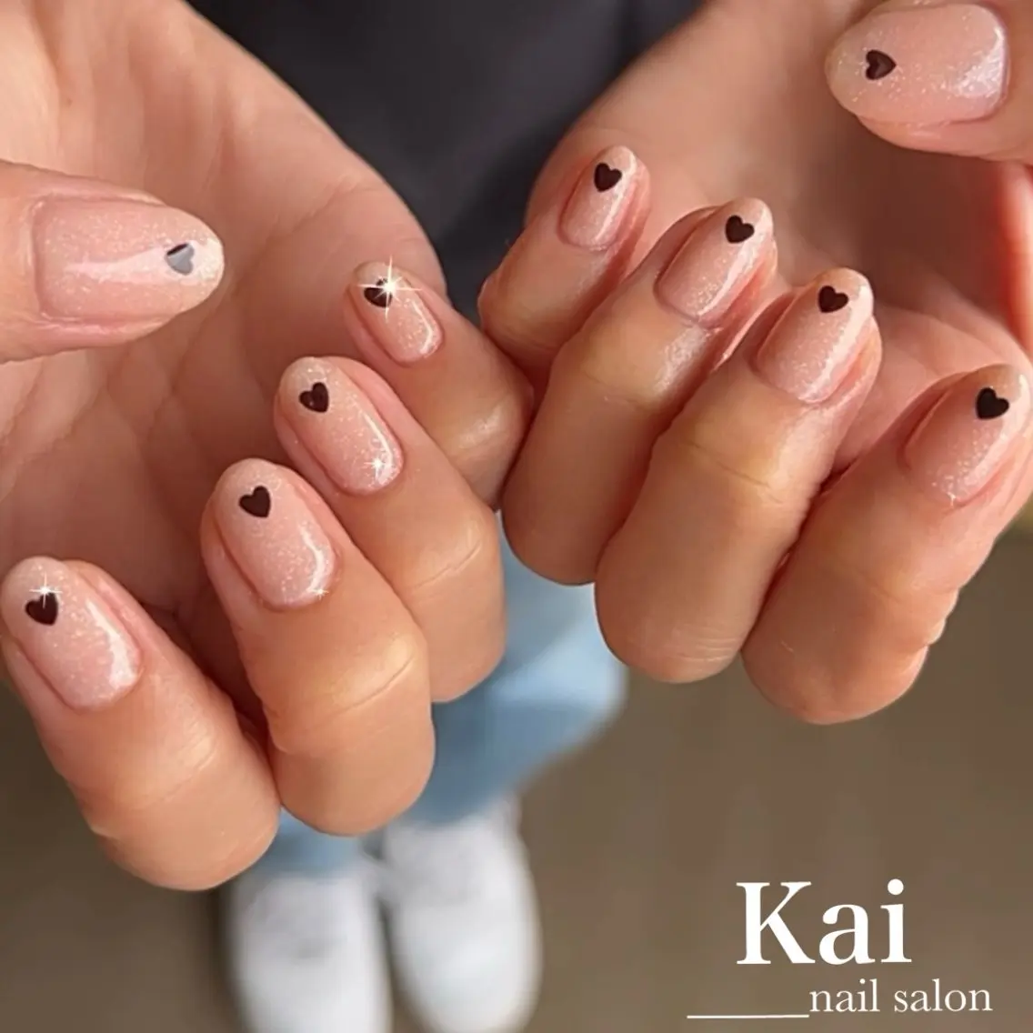 ネイル アートネイル ハート 韓国ネイル ラメ(グリッター) マグネットネイル ハンドネイル Kai nail Mayukoのネイルデザイン