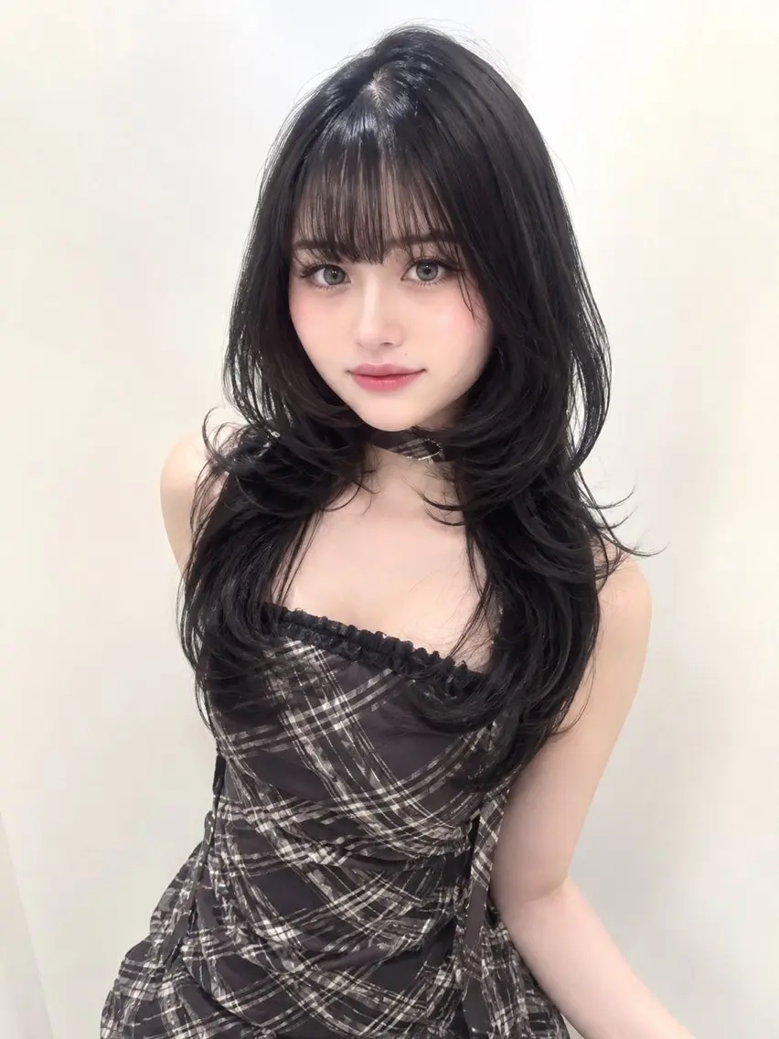 ロング カラー ヘアアレンジ レイヤーカット カット ヘアカラー トリートメント ヘッドスパ ヘアセット 韓国レイヤーカット /韓国トレンドカラーのヘアスタイル