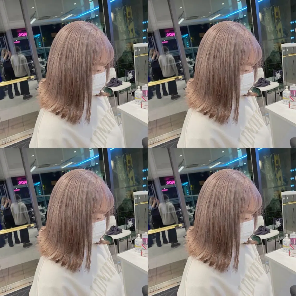 ミディアム カラー アッシュ ベージュカラー ブリーチ ダブルカラー グレージュ カット ヘアカラー トリートメント ハイトーン特化💍 chloe💍韓国のヘアスタイル