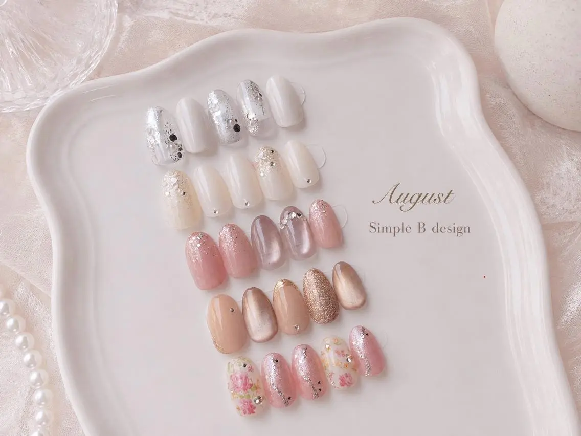 ネイル アートネイル フラッシュネイル フレンチネイル ジェルネイル ガラスフレンチ M2 BEAUTY Rikaのネイルデザイン