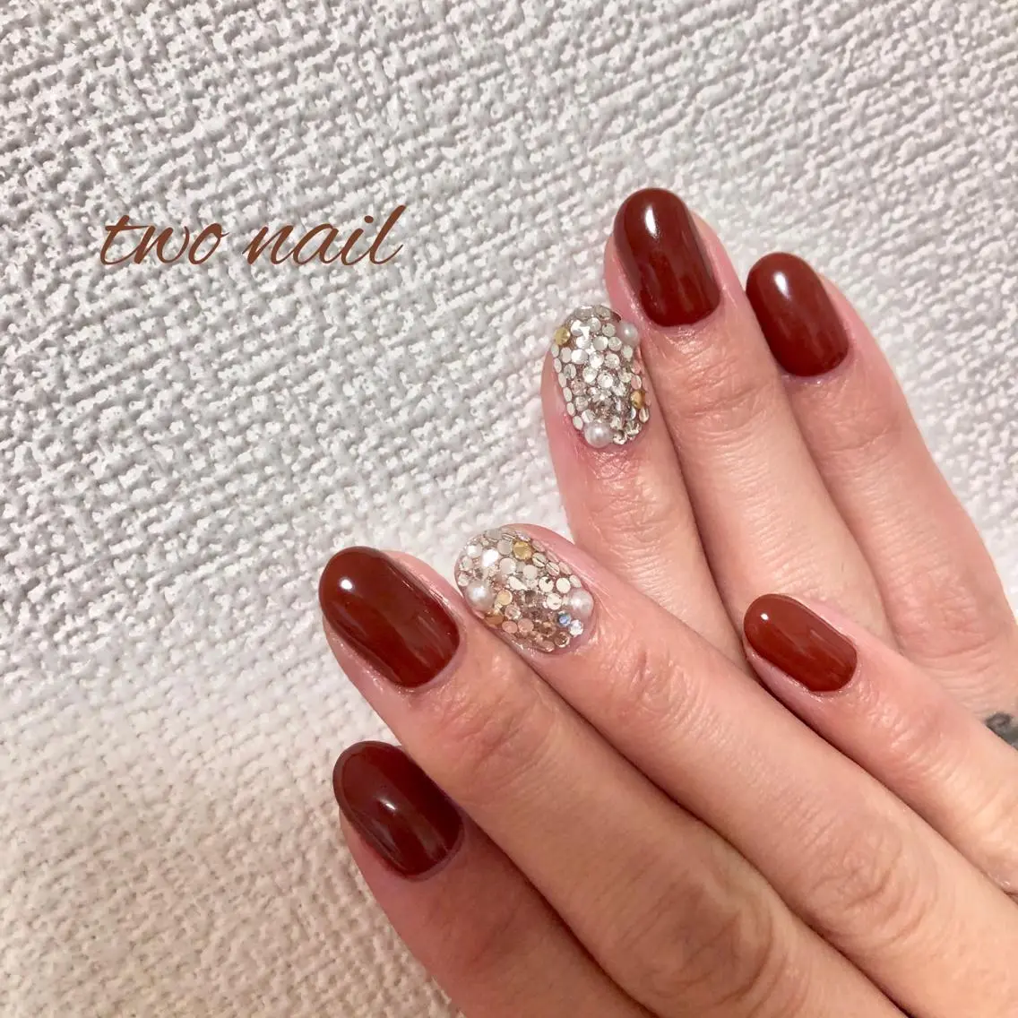 ネイル アートネイル ブラウン フットネイル ハート ニュアンスネイル ハンドネイル two nailのネイルデザイン