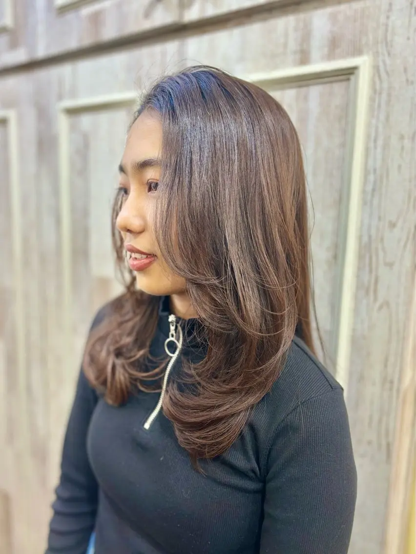 セミロング カット ヘアカラー トリートメント 髪質改善🫧艶カラー 🫧💙佐藤真優のヘアスタイル
