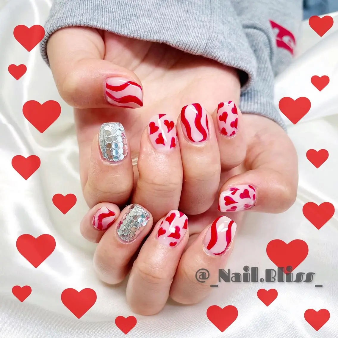 ネイル ハート ハンドネイル NAIL BLISSのネイルデザイン