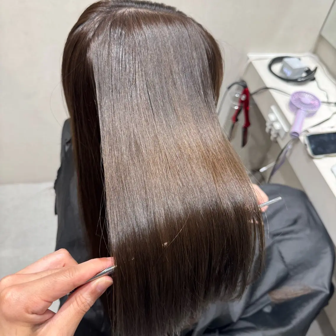 ロング パーマ 縮毛矯正 美髪矯正/縮毛矯正 ブリーチ矯正のヘアスタイル