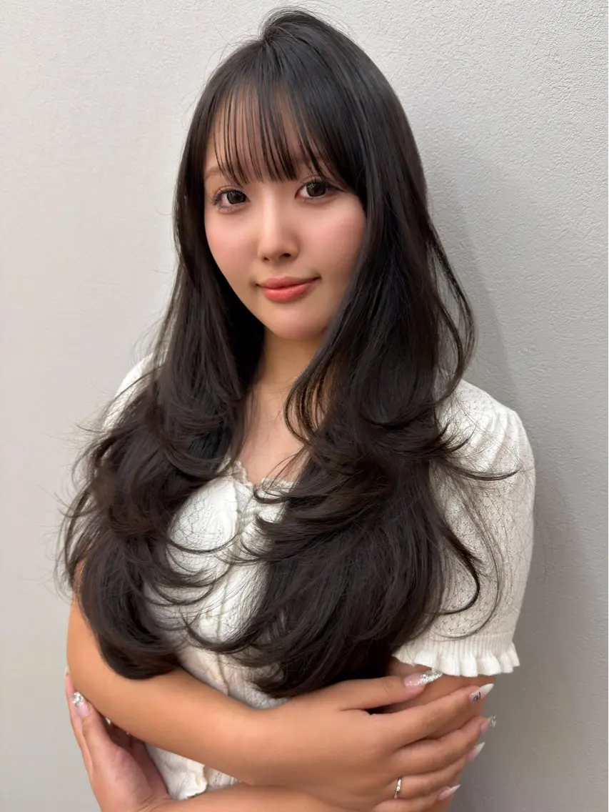 ロング カラー パーマ カット ヘアカラー トリートメント ✨コテ巻き風パーマ ✨川合佑哉のヘアスタイル