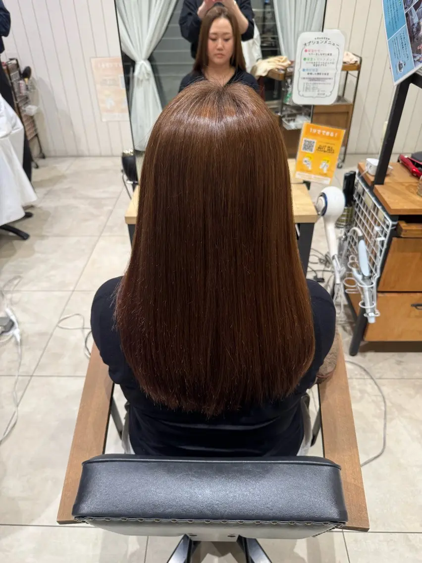 ロング カラー メンズストレート⭐️ 髪質改善カラー⭐️のヘアスタイル
