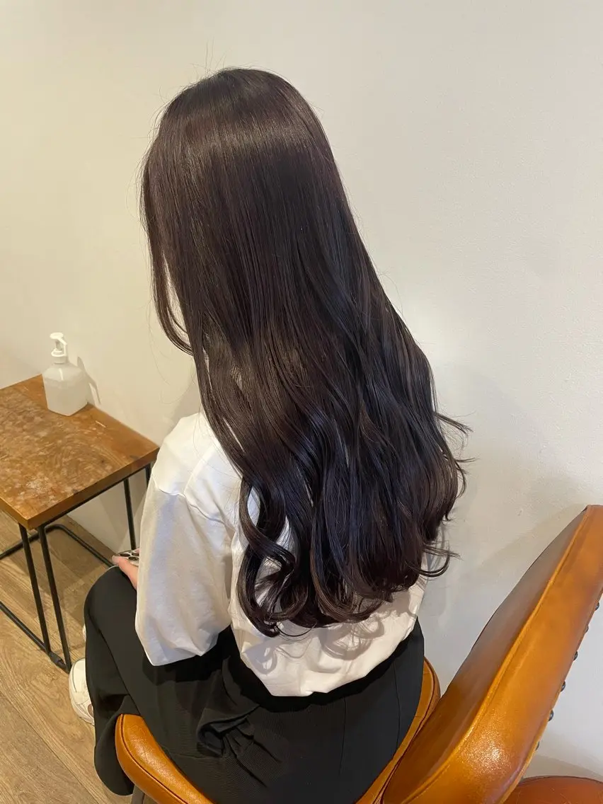ロング カラー ヘアアレンジ グレージュ ラベンダーカラー ラベンダーグレージュ ラベンダーグレー ヘアカラー トリートメント coco♡ 韓国hairのヘアスタイル