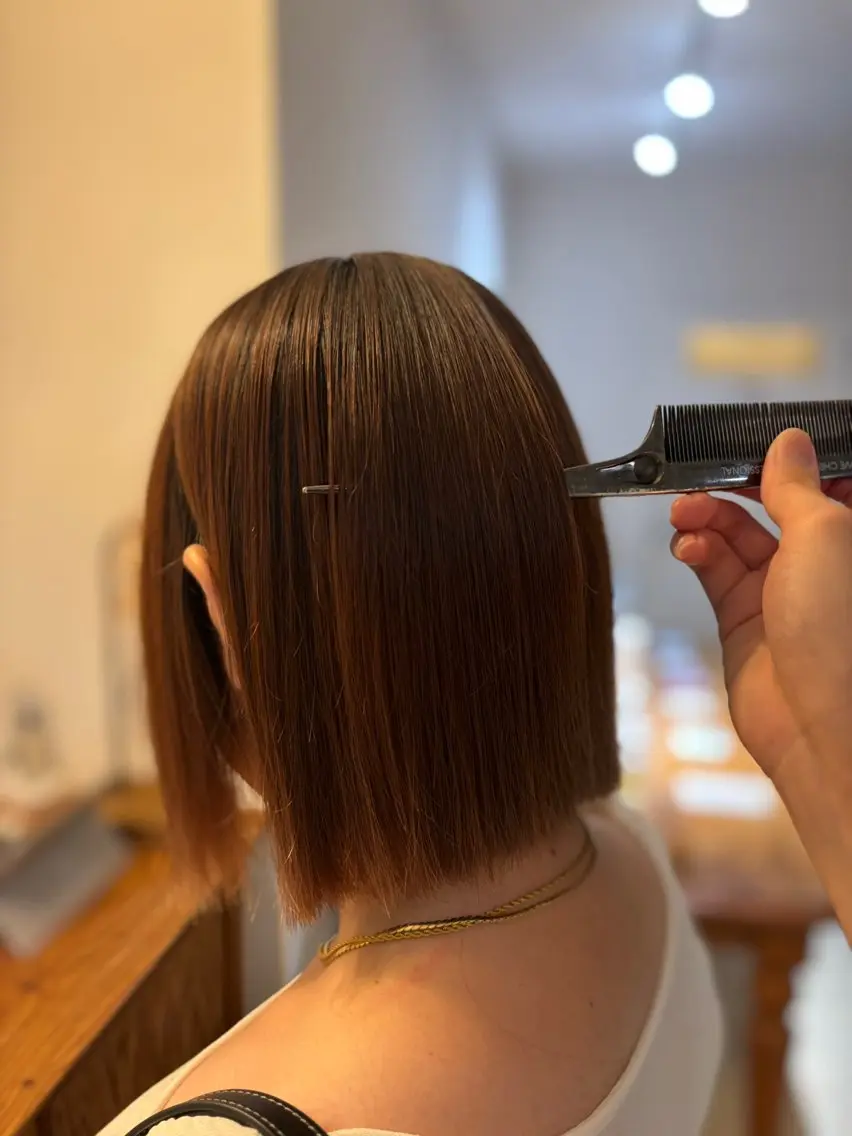 ミディアム パーマ ボブ ストレートパーマ ヤマノウチ アヤカのヘアスタイル