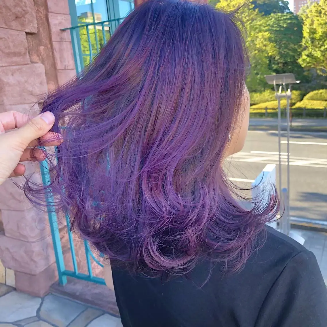 セミロング カラー パープルカラー ヘアカラー トリートメント 山﨑 大暉【ダブルカラー】のヘアスタイル