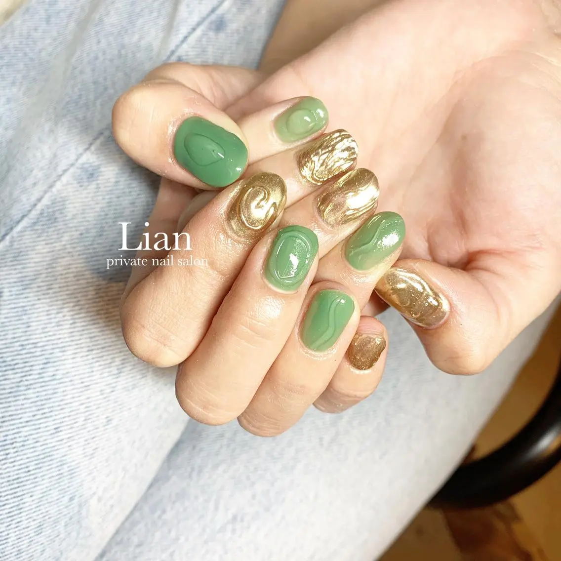 ネイル キラキラネイル ミラーネイル ニュアンスネイル ショートネイル nailsalon Lenoaのネイルデザイン