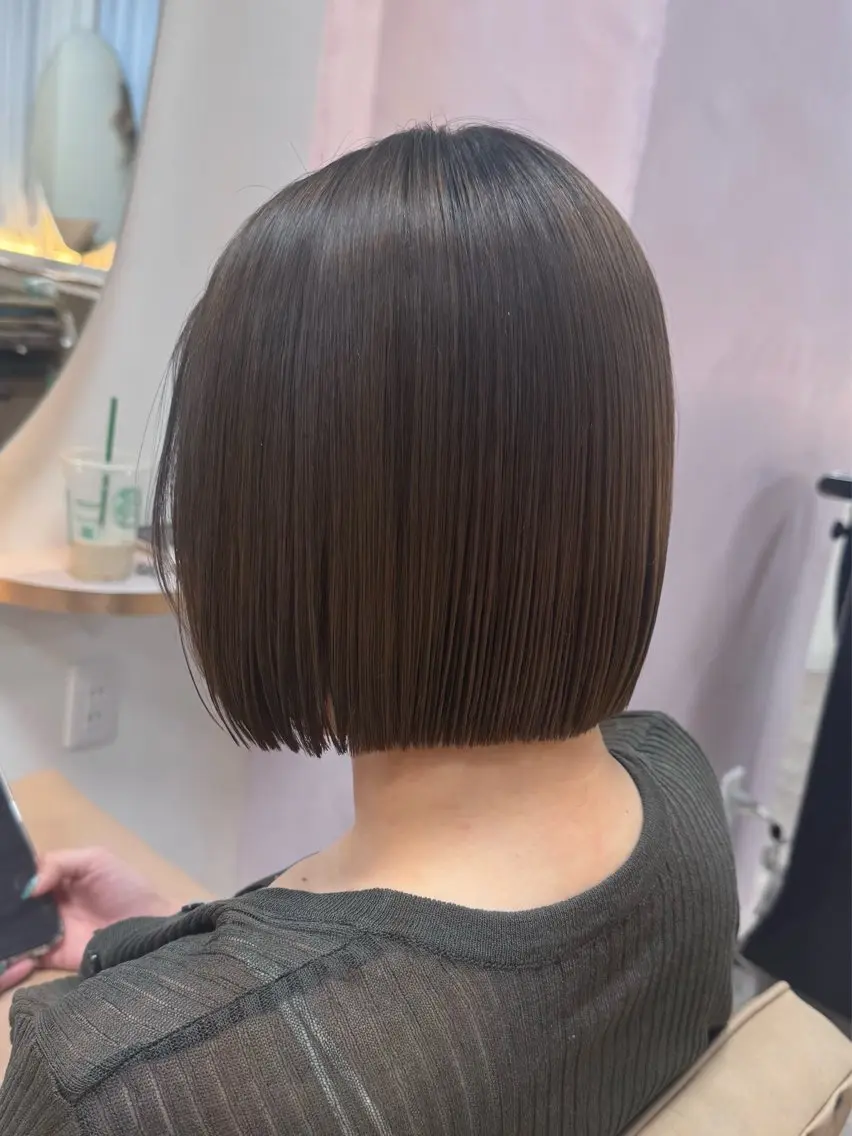 ショート ボブ 縮毛矯正 kyoka /静岡1の艶髪カラーのヘアスタイル