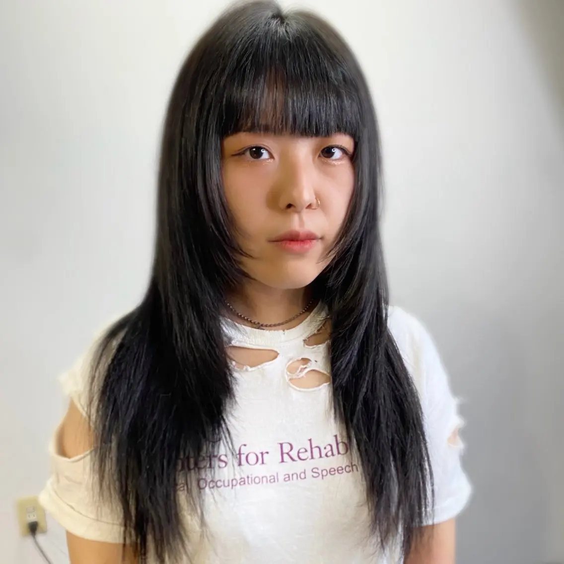 ロング カラー ヘアアレンジ 黒髪 ブルーカラー ブルーブラック 顔まわりレイヤー 顔周りカット カット ヘアカラー トリートメント レイヤーカット×髪質 改善🇰🇷シオリのヘアスタイル