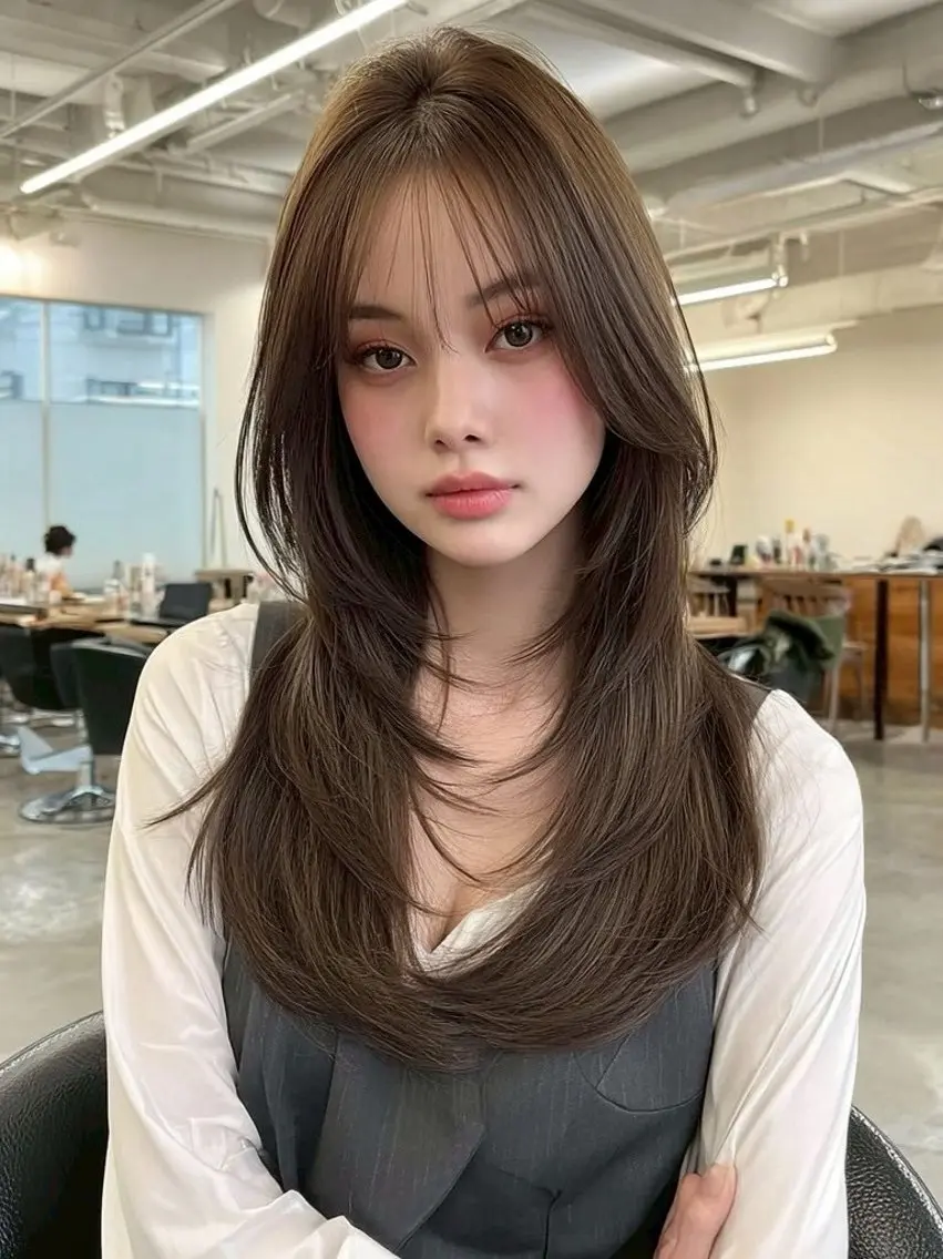 ロング カラー カット ヘアカラー トリートメント ✂️垢抜け/トレンド レイヤー/韓国/IRのヘアスタイル